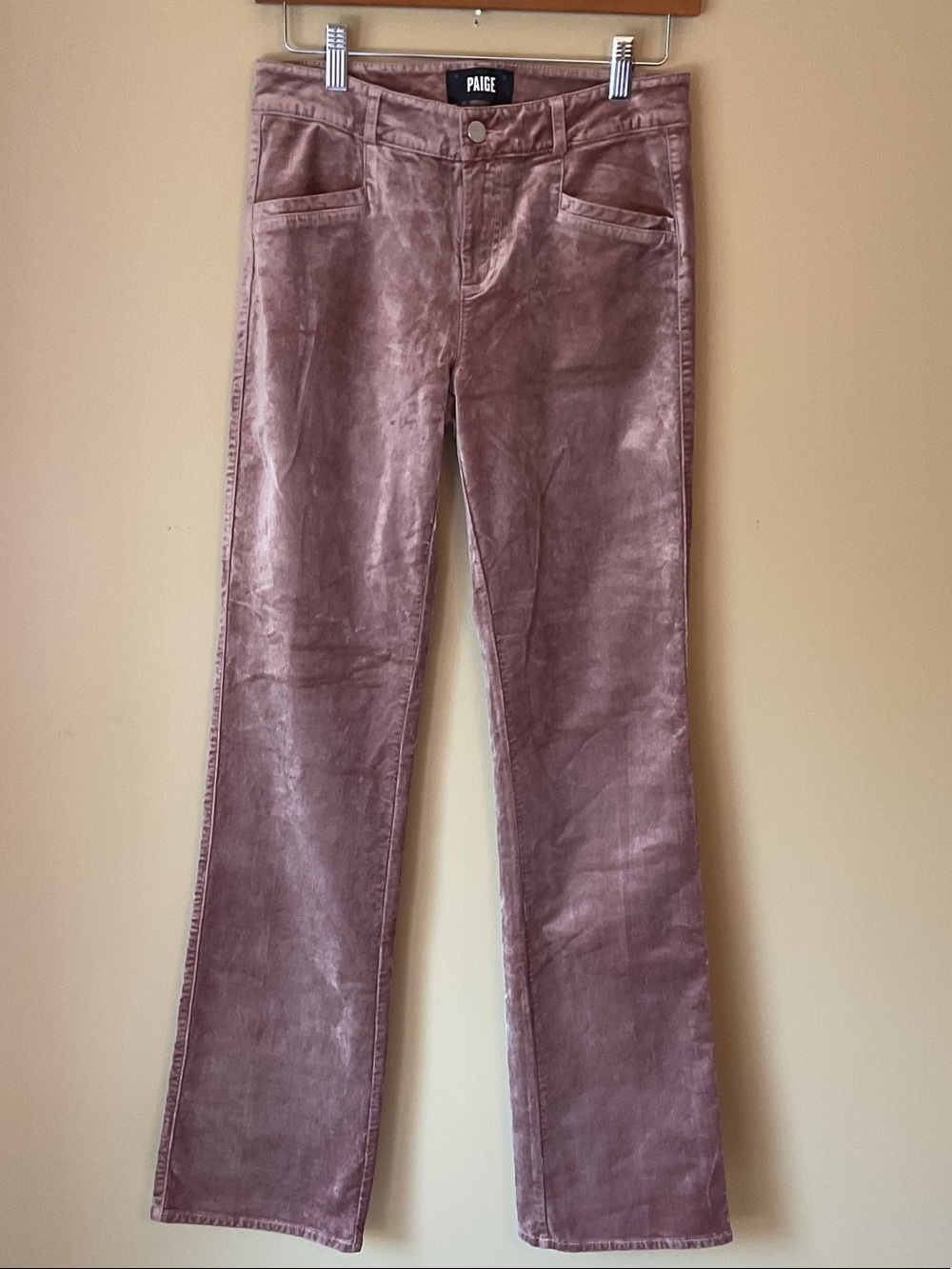 PAIGE Velvet Bootcut Flare Warm Suede Pants Size 26